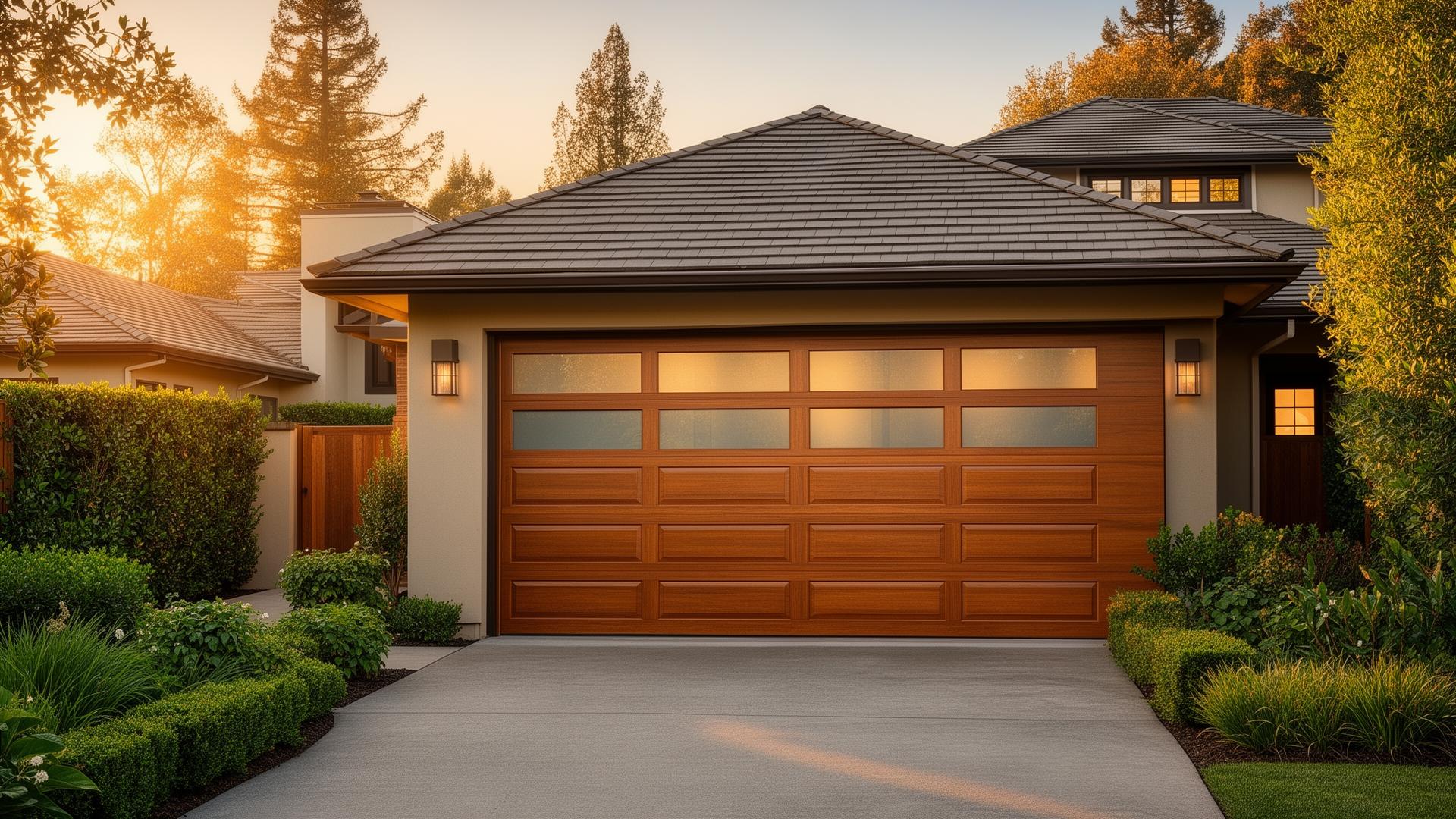 Beautiful modern garage door installation on a Los Gatos home - professional garage door services